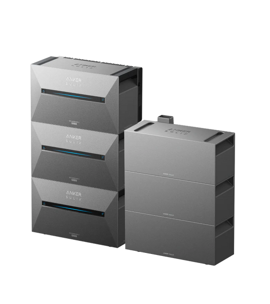 Anker Solix thuisbatterij | 3x Solarbank 3 Pro + 3x BP2700 Expansion batterij, 16.2 kWh opslag + Powerdock + 22 kW EV-lader