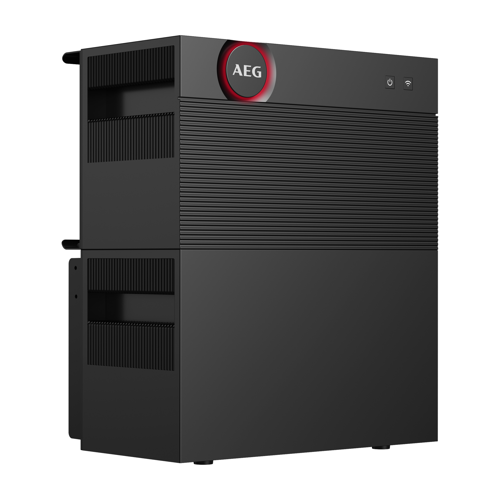 AEG Solarcube Pro 6 kWh - zijaanzicht rechts met koelribben en draagbeugels