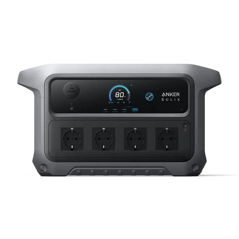 Anker SOLIX C2000 Gen 2 frontaal aanzicht met USB-C, USB-A en 12 V autopoort