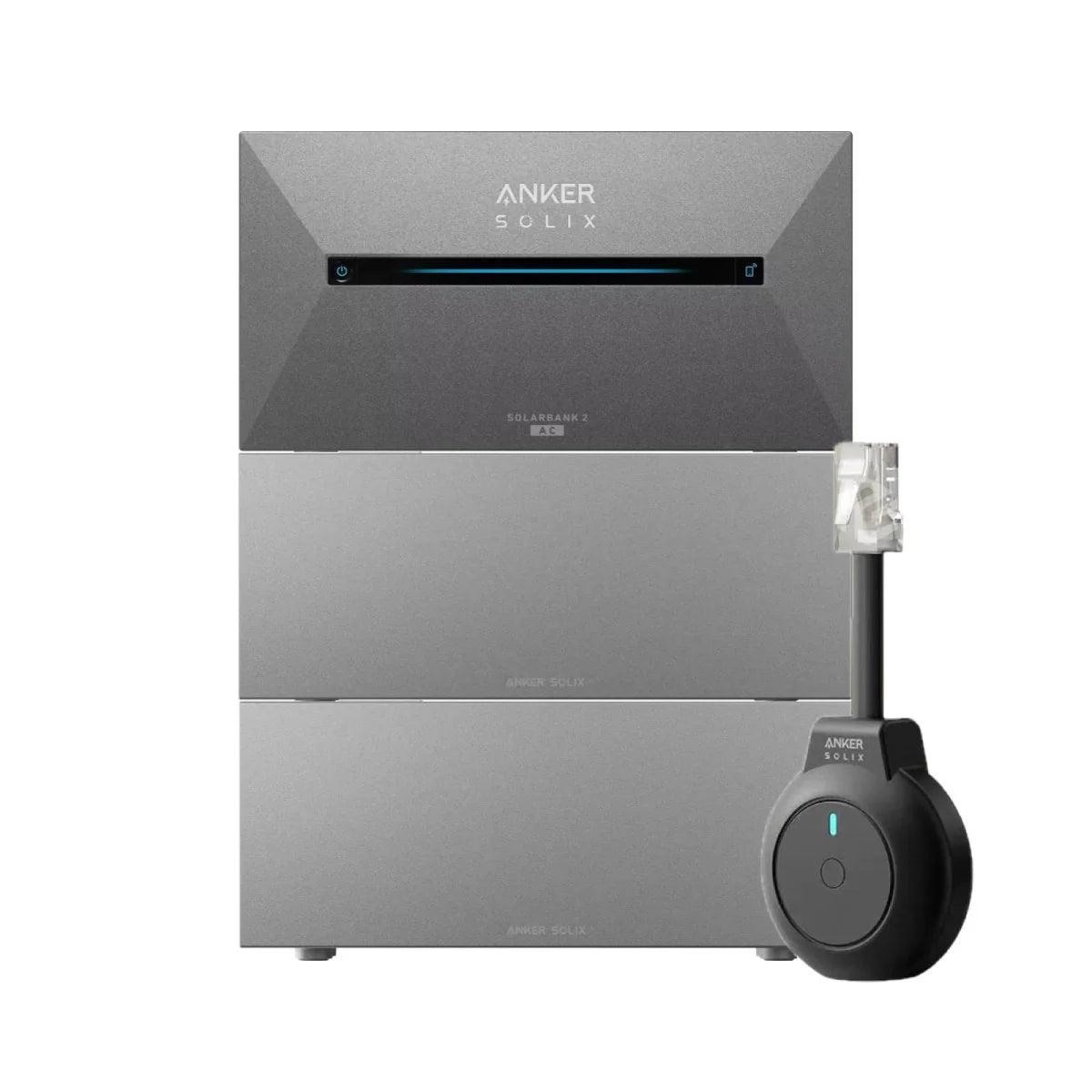 Anker Solix plug-in thuisbatterij | Solarbank 2 AC + 2x BP2700 Expansion batterij, 7.0 kWh opslag, incl. P1 meter