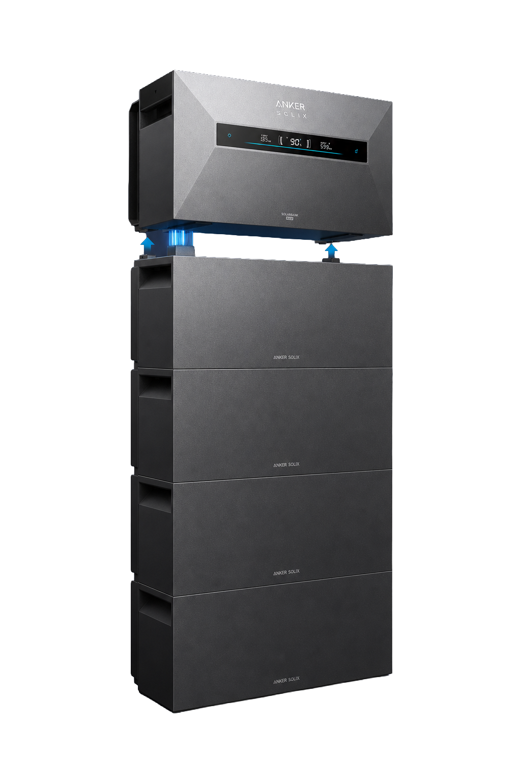 Anker SOLIX Solarbank Max AC met vier BP7000 uitbreidingsbatterijen, 35 kWh thuisaccu