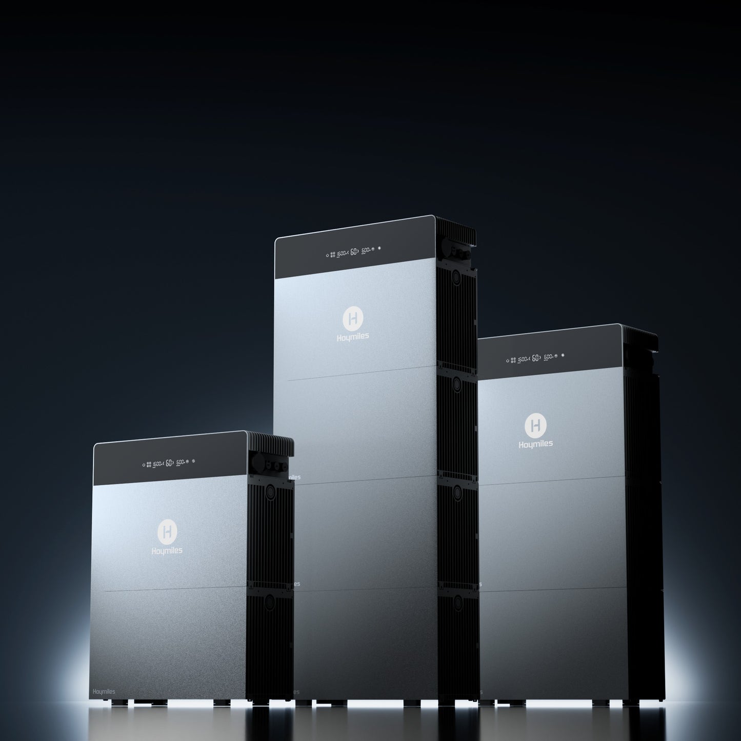 Hoymiles HiBattery 4020 AC opstellingen met 2, 3 en 4 modules naast elkaar