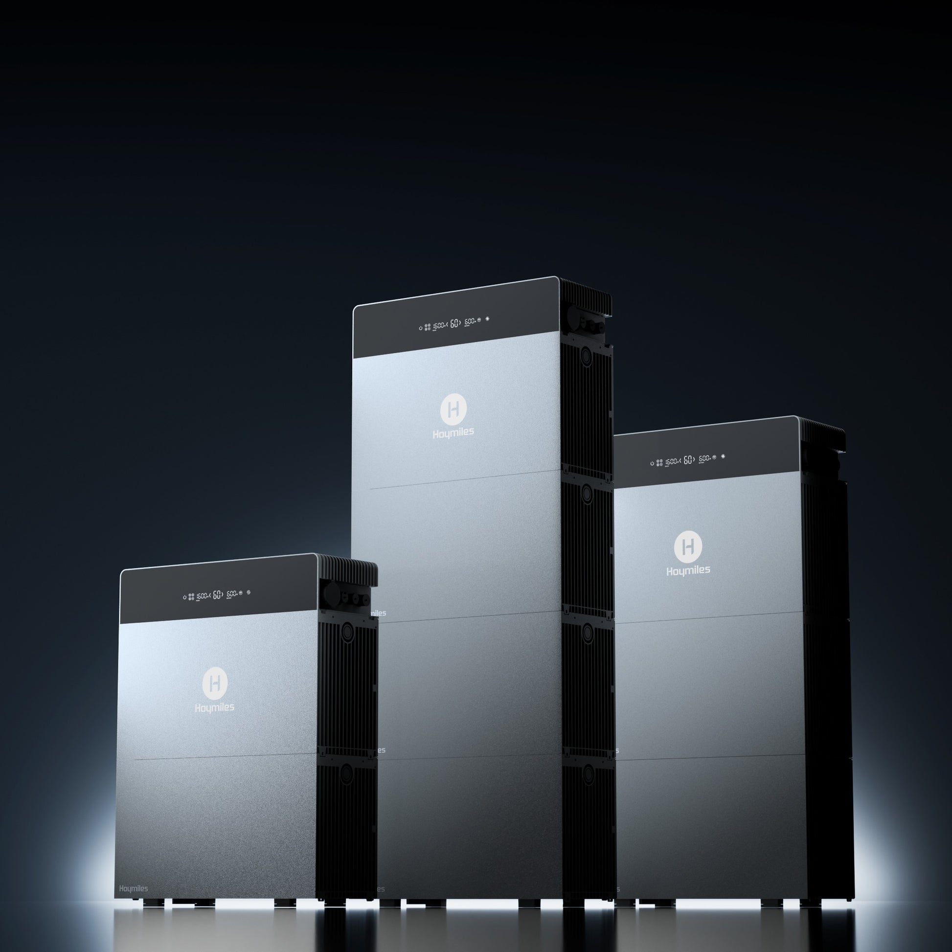 Hoymiles HiBattery 4020 AC opstellingen met 2, 3 en 4 modules naast elkaar
