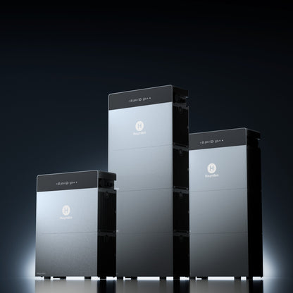 Hoymiles HiBattery 4020 AC opstellingen met 2, 3 en 4 modules naast elkaar